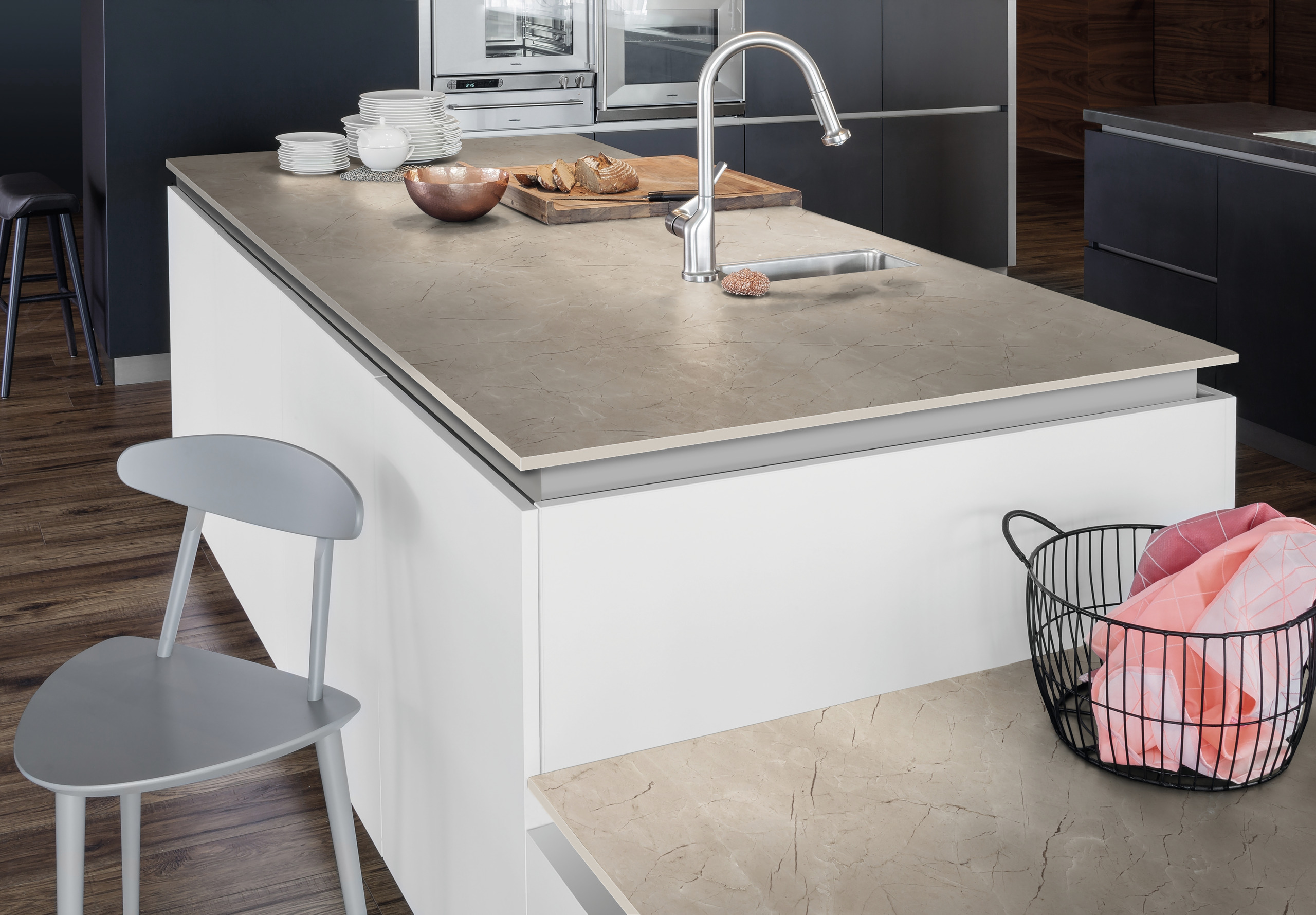 kitchen, Insel, Schränke, Marmorplatte, Spüle